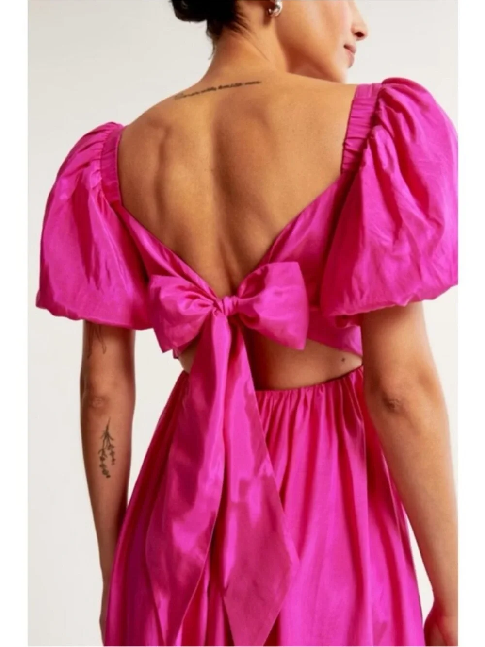 Abercrombie & Fitch pink fuschia puff sleeve maxi dress